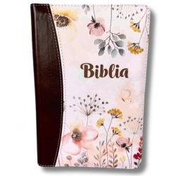 Biblie medie lux, Model floral  maro